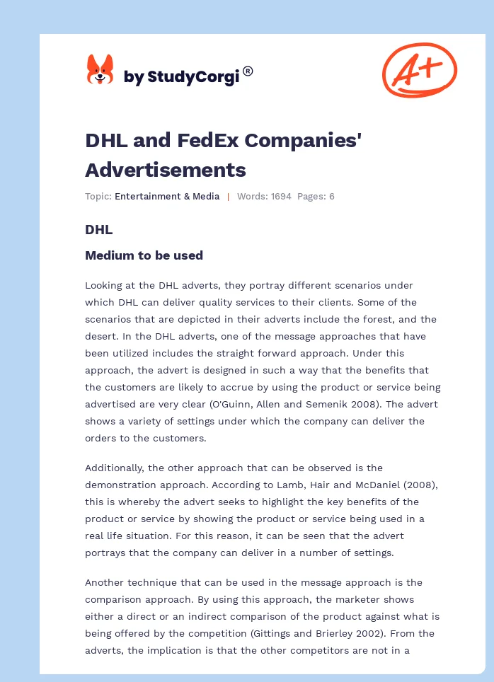 DHL and FedEx Companies' Advertisements. Page 1