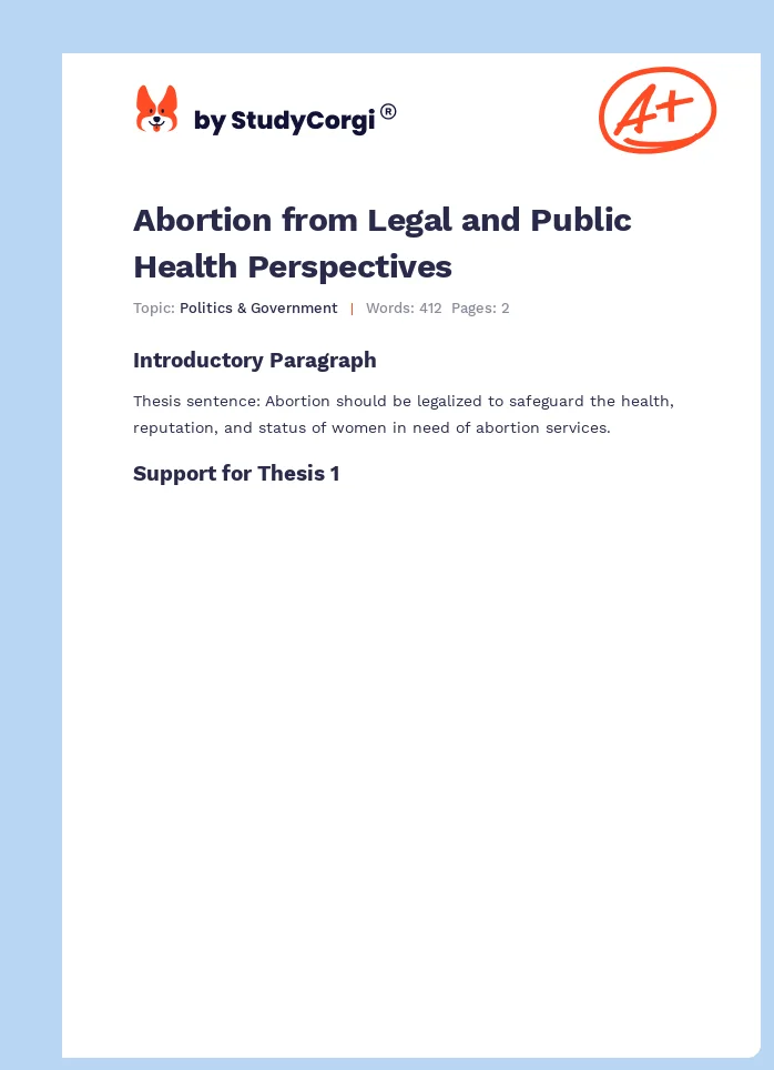 Abortion from Legal and Public Health Perspectives. Page 1