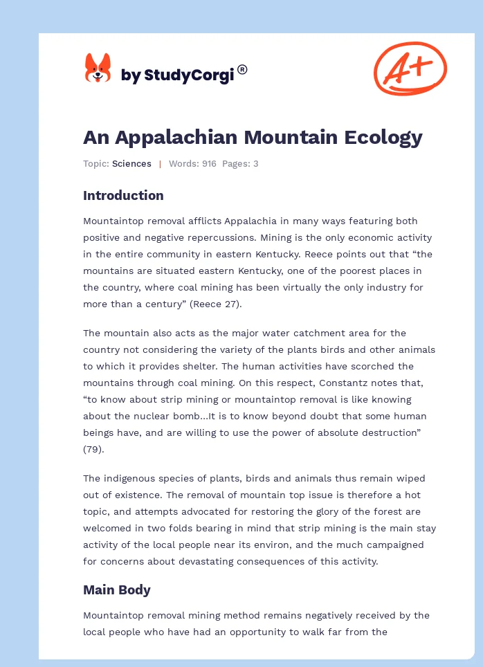 An Appalachian Mountain Ecology. Page 1