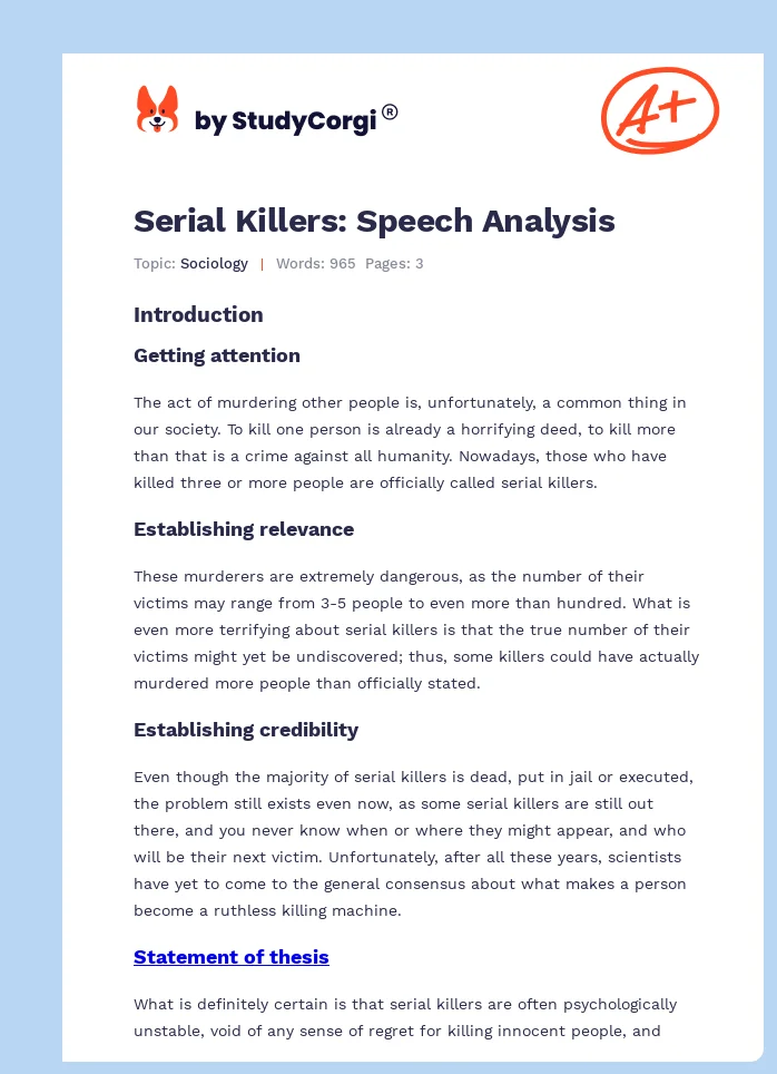 Serial Killers: Speech Analysis. Page 1