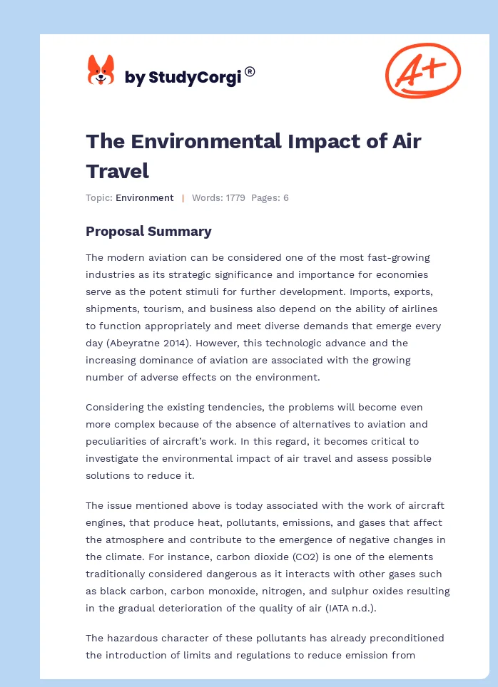 The Environmental Impact of Air Travel. Page 1