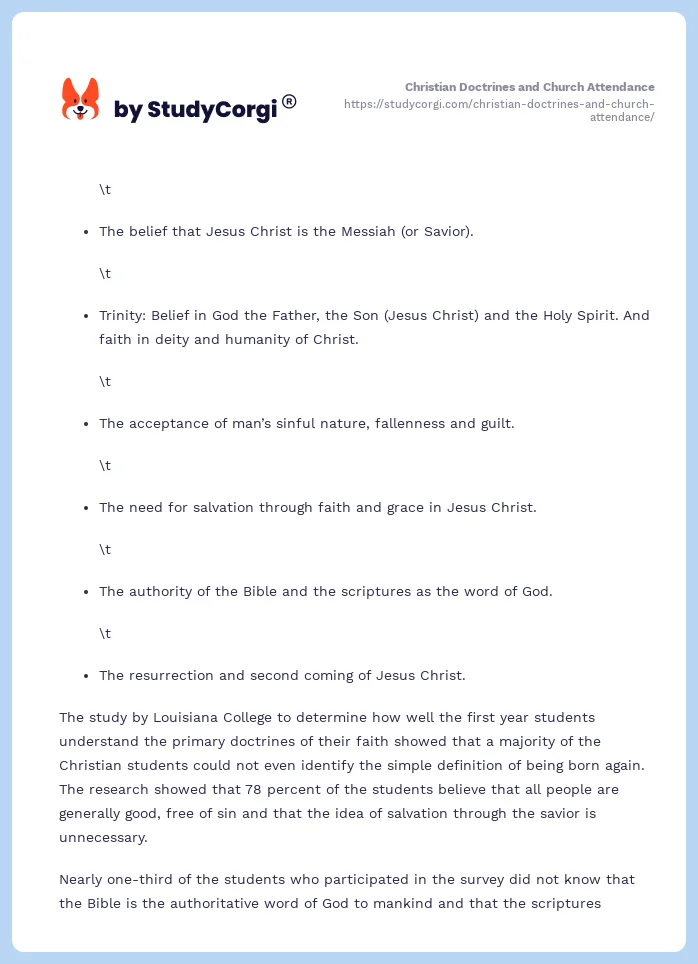 Christian Doctrines and Church Attendance. Page 2