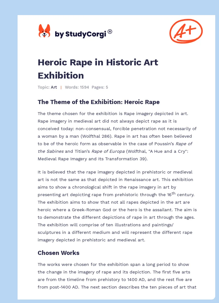 Heroic Rape in Historic Art Exhibition. Page 1