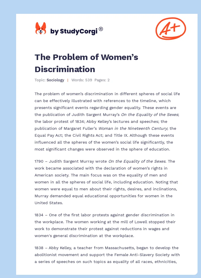 The Problem of Women’s Discrimination. Page 1