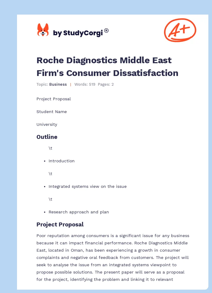 Roche Diagnostics Middle East Firm's Consumer Dissatisfaction. Page 1