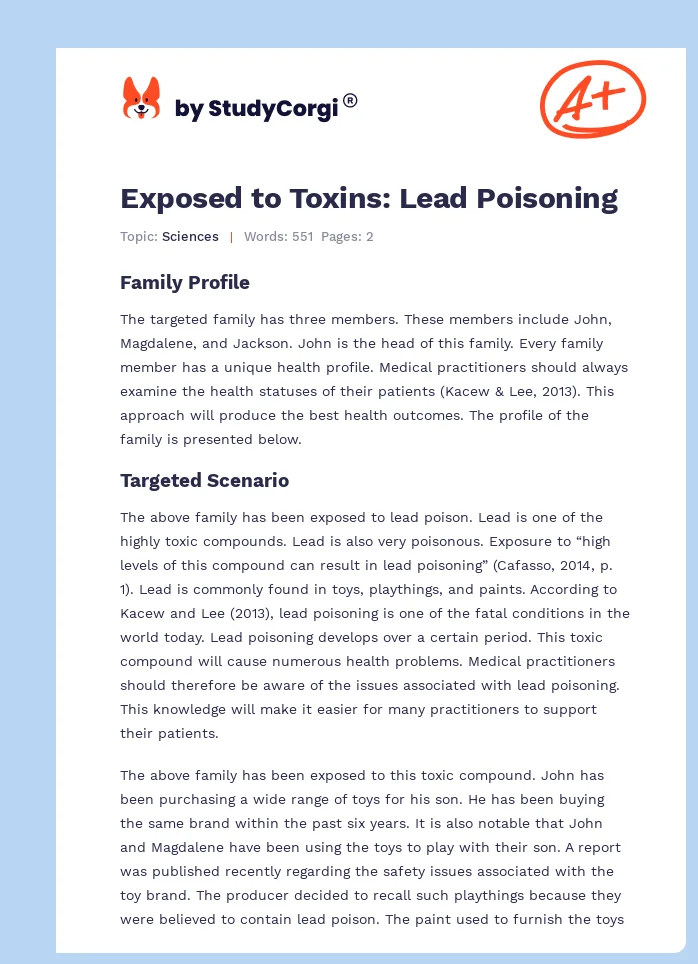 Exposed to Toxins: Lead Poisoning. Page 1