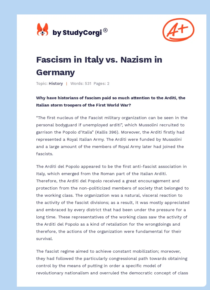 Fascism in Italy vs. Nazism in Germany. Page 1