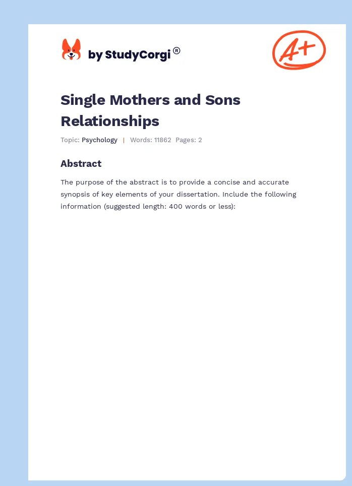 Single Mothers and Sons Relationships. Page 1