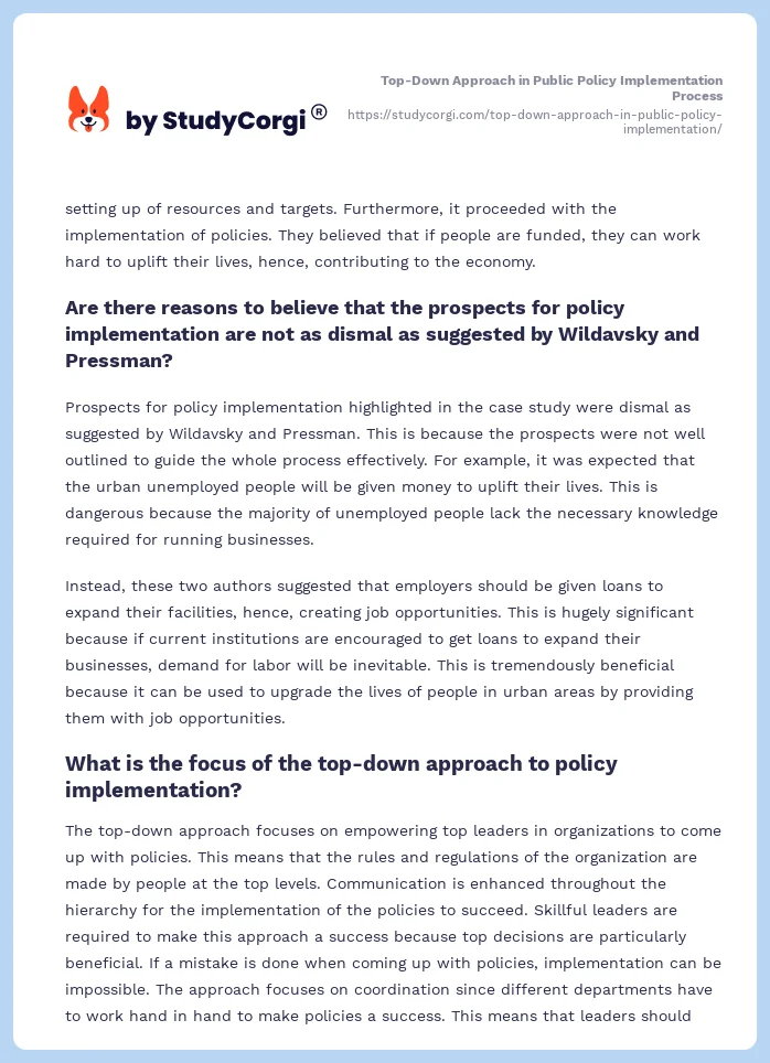 Top-Down Approach in Public Policy Implementation Process. Page 2