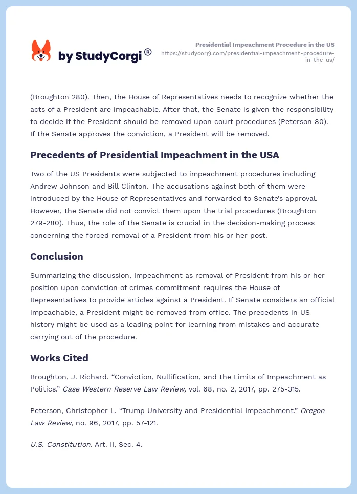 Presidential Impeachment Procedure in the US. Page 2