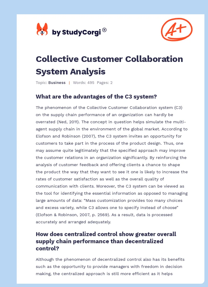 Collective Customer Collaboration System Analysis. Page 1