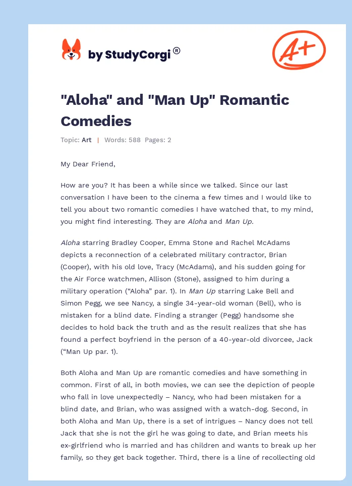 "Aloha" and "Man Up" Romantic Comedies. Page 1