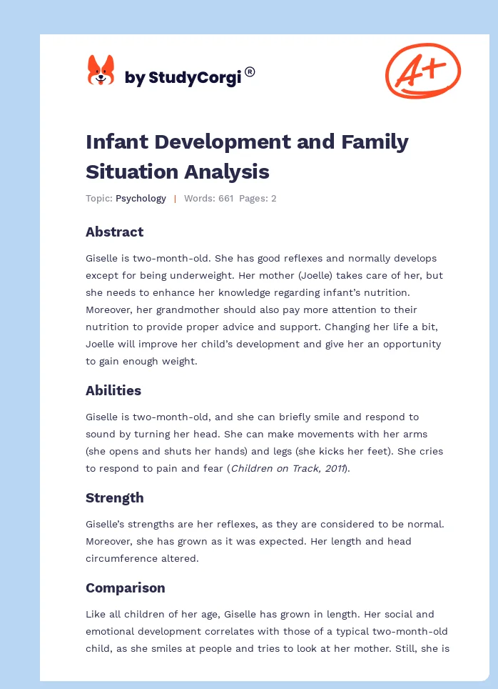 Infant Development and Family Situation Analysis. Page 1