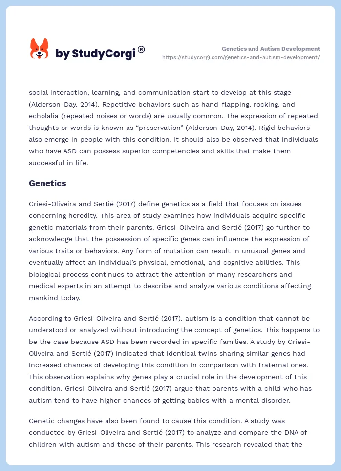 Genetics and Autism Development. Page 2
