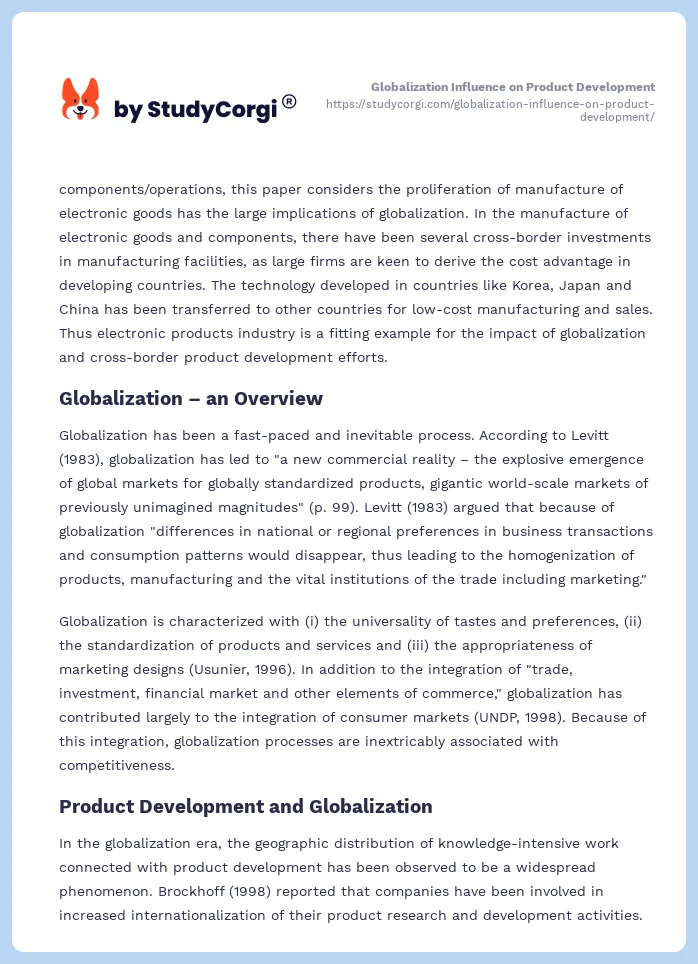 Globalization Influence on Product Development. Page 2