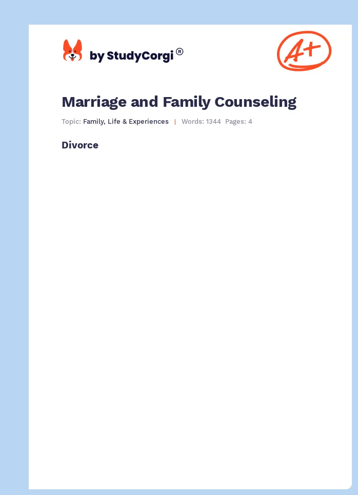 Marriage and Family Counseling. Page 1