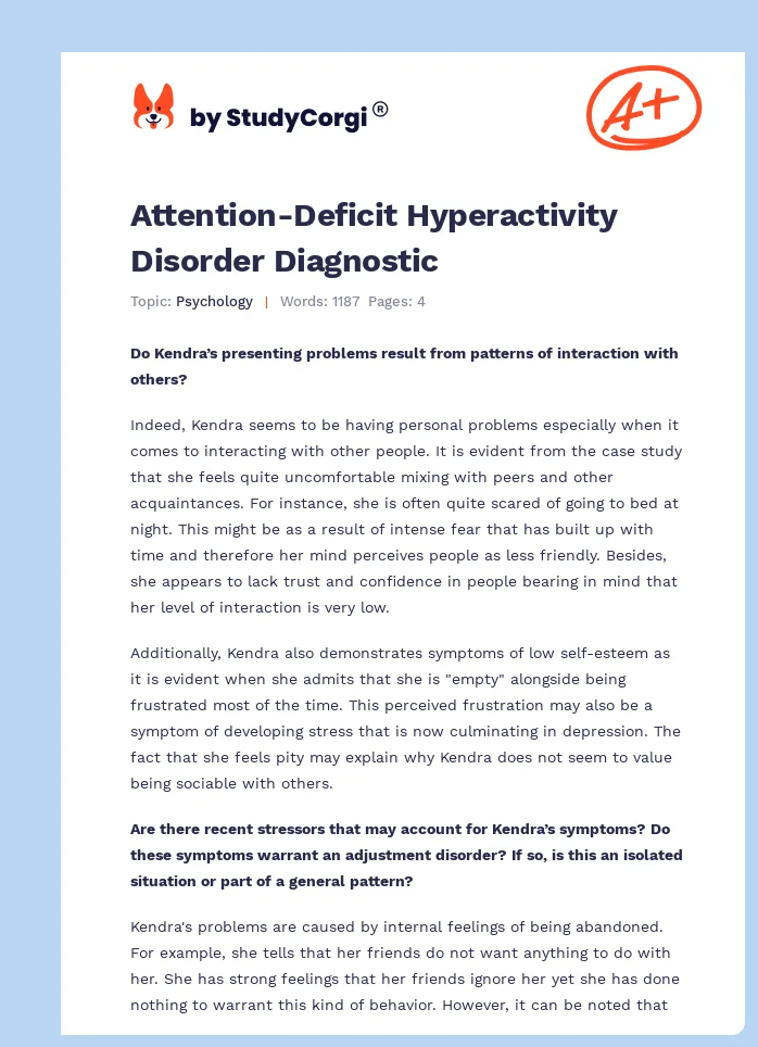 Attention-Deficit Hyperactivity Disorder Diagnostic. Page 1