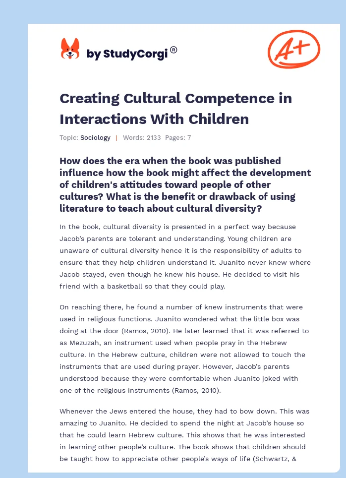 Creating Cultural Competence in Interactions With Children. Page 1