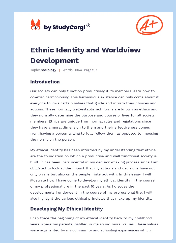 Ethnic Identity and Worldview Development. Page 1
