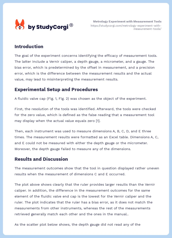 Metrology Experiment with Measurement Tools. Page 2