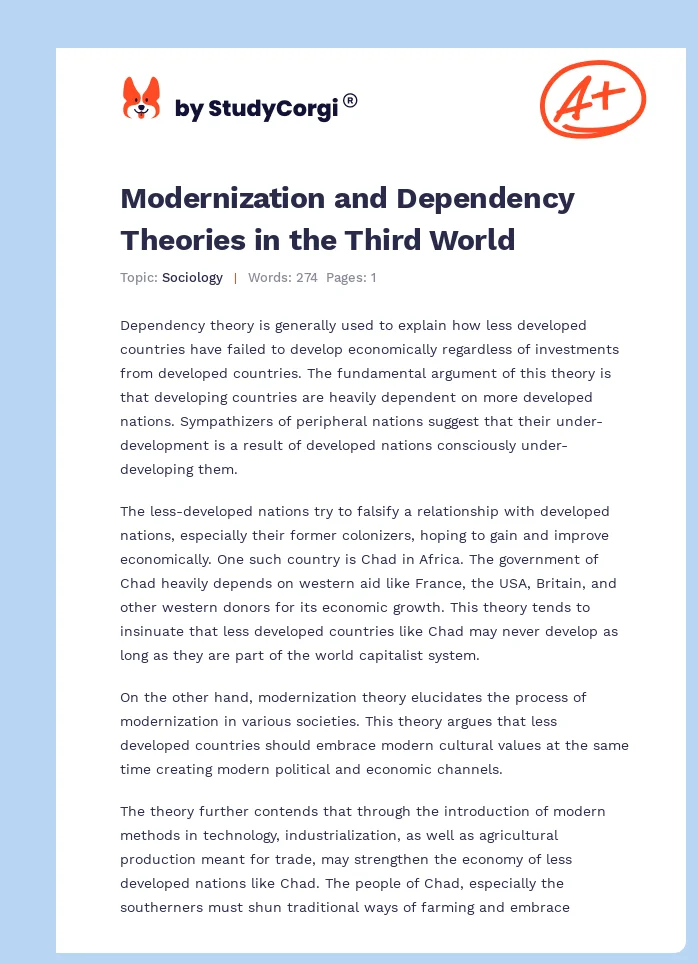 Modernization and Dependency Theories in the Third World. Page 1