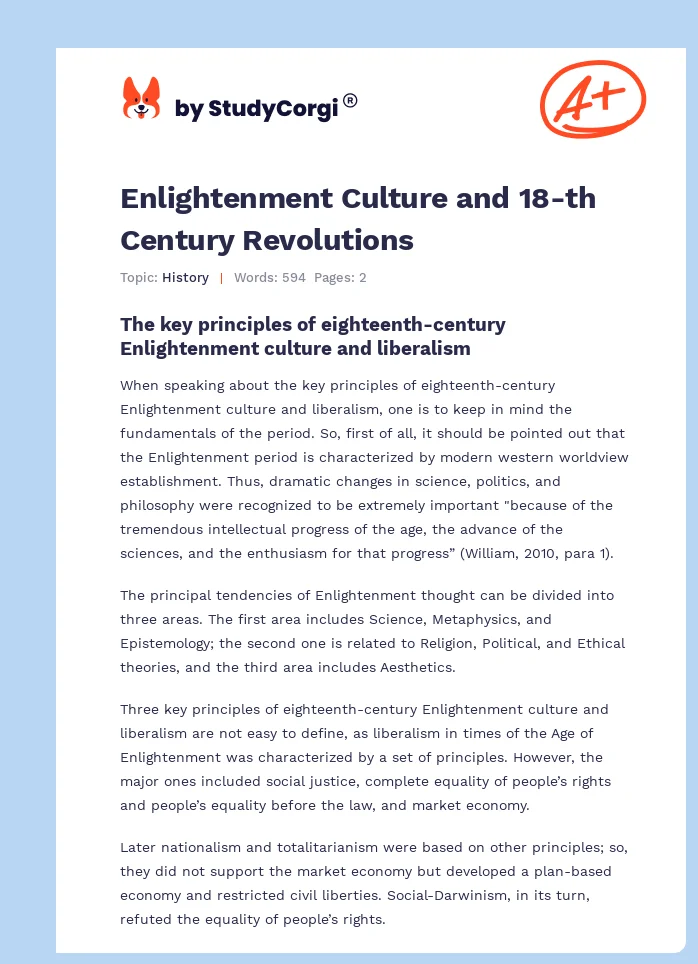 Enlightenment Culture and 18-th Century Revolutions. Page 1