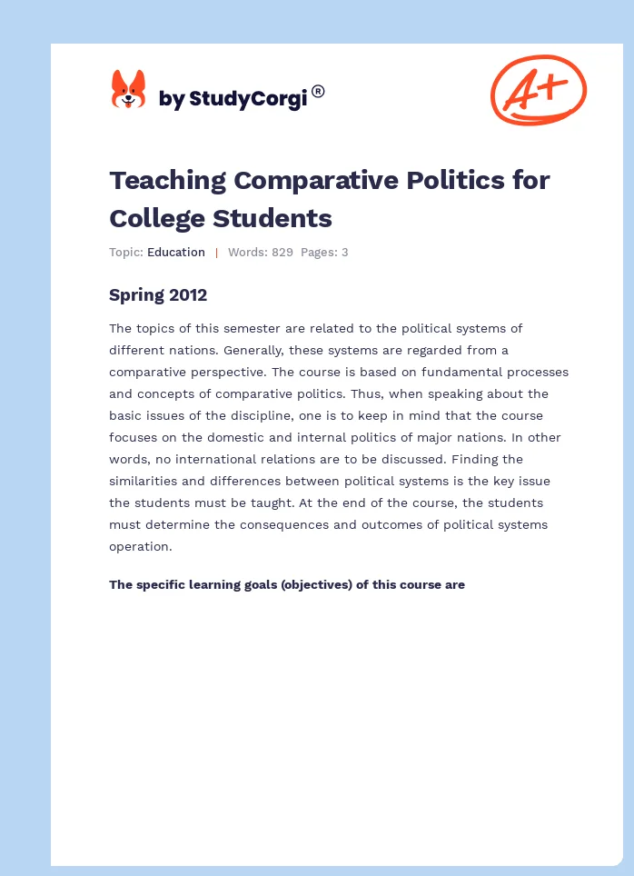 Teaching Comparative Politics for College Students. Page 1