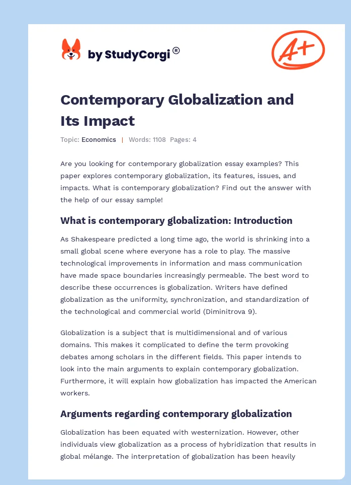 Contemporary Globalization and Its Impact. Page 1