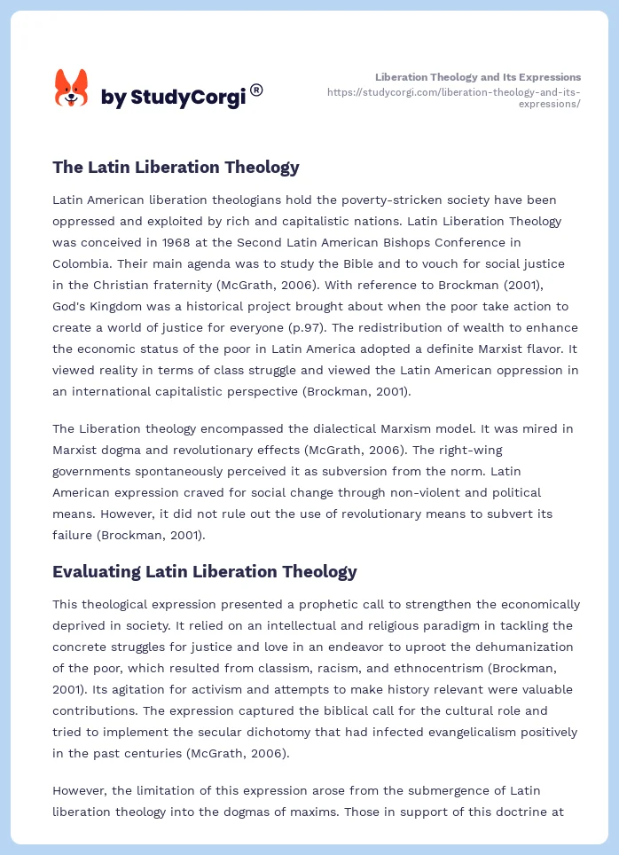 Liberation Theology and Its Expressions. Page 2