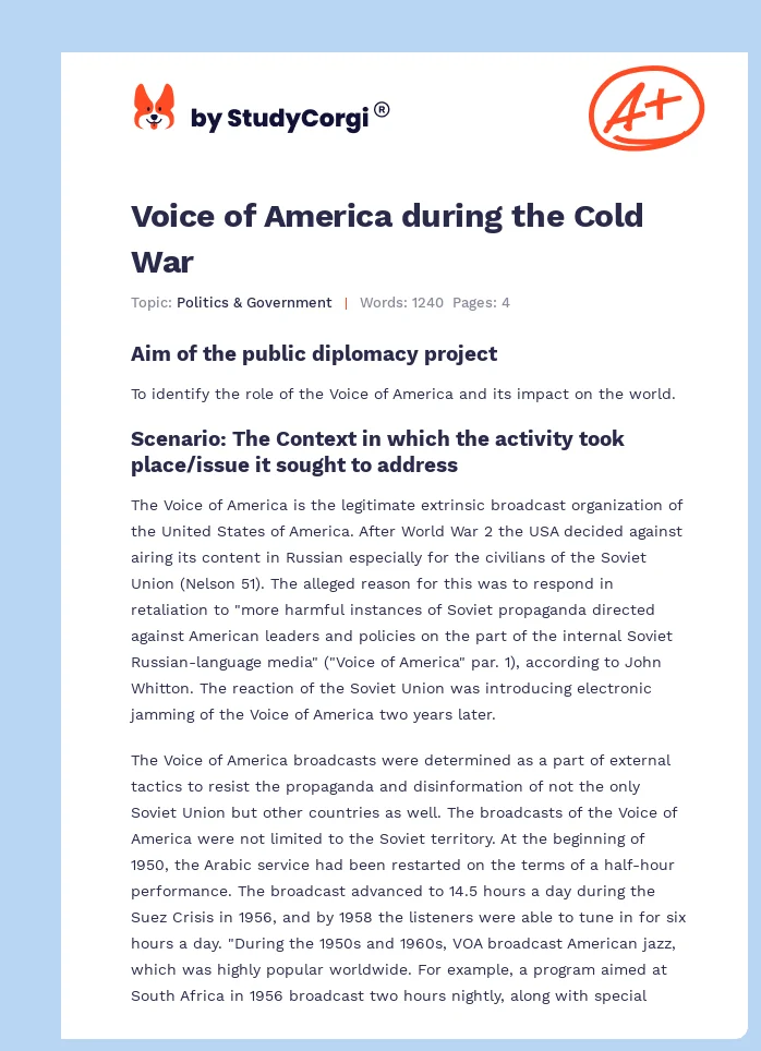Voice of America during the Cold War. Page 1