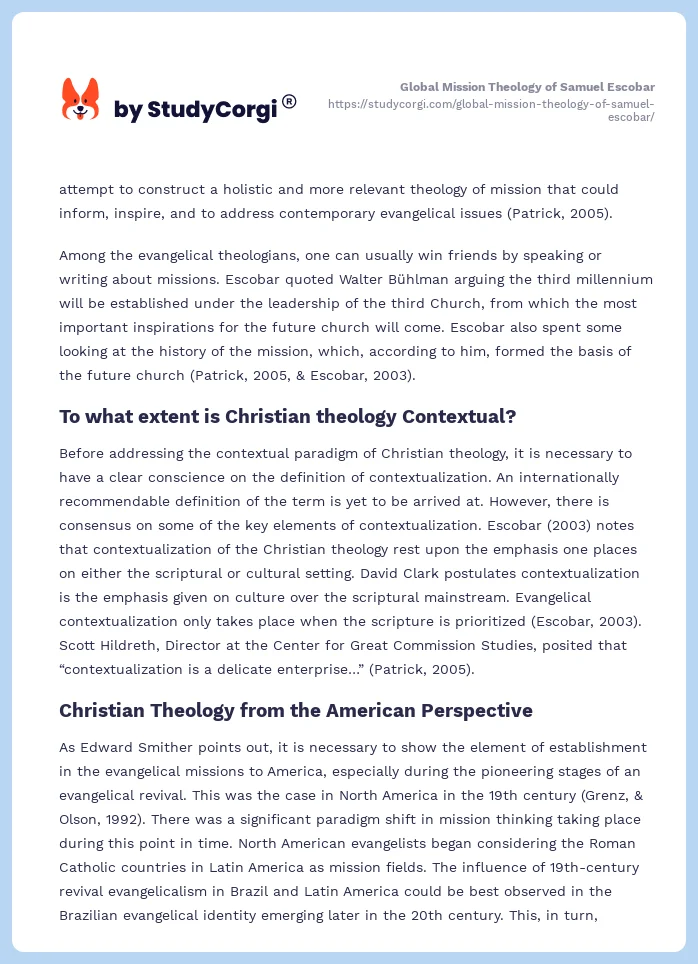 Global Mission Theology of Samuel Escobar. Page 2
