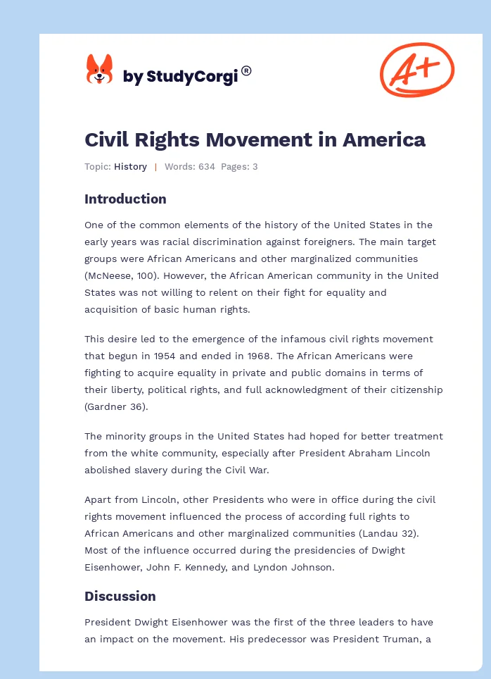 Civil Rights Movement in America. Page 1