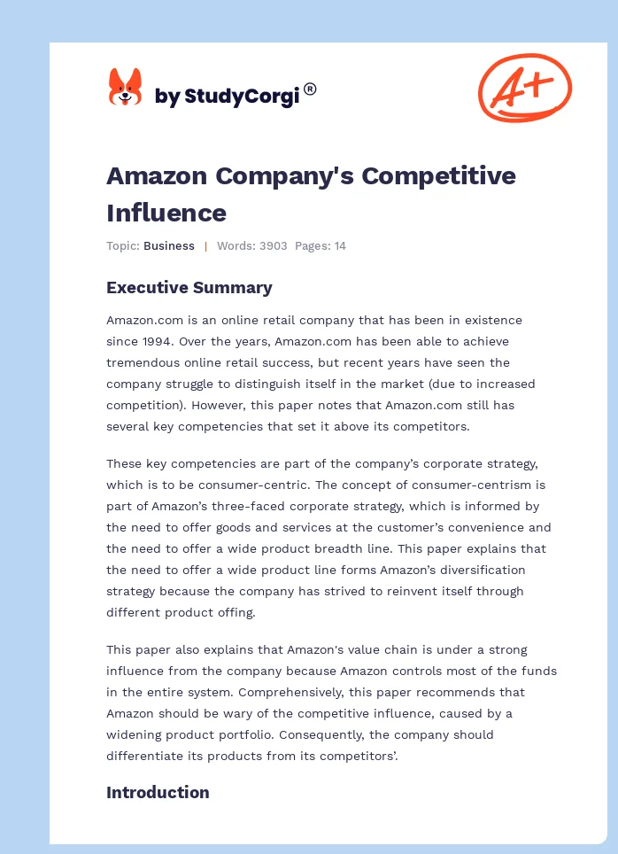 Amazon Company's Competitive Influence. Page 1
