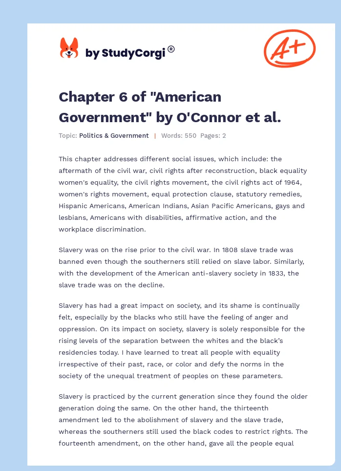 Chapter 6 of "American Government" by O'Connor et al.. Page 1