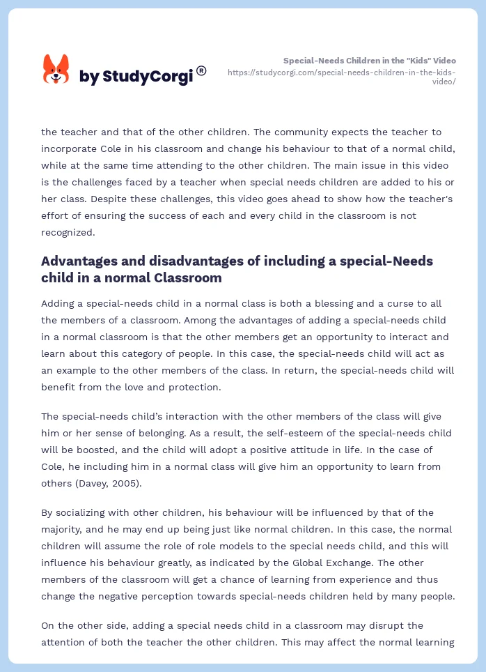 Special-Needs Children in the "Kids" Video. Page 2