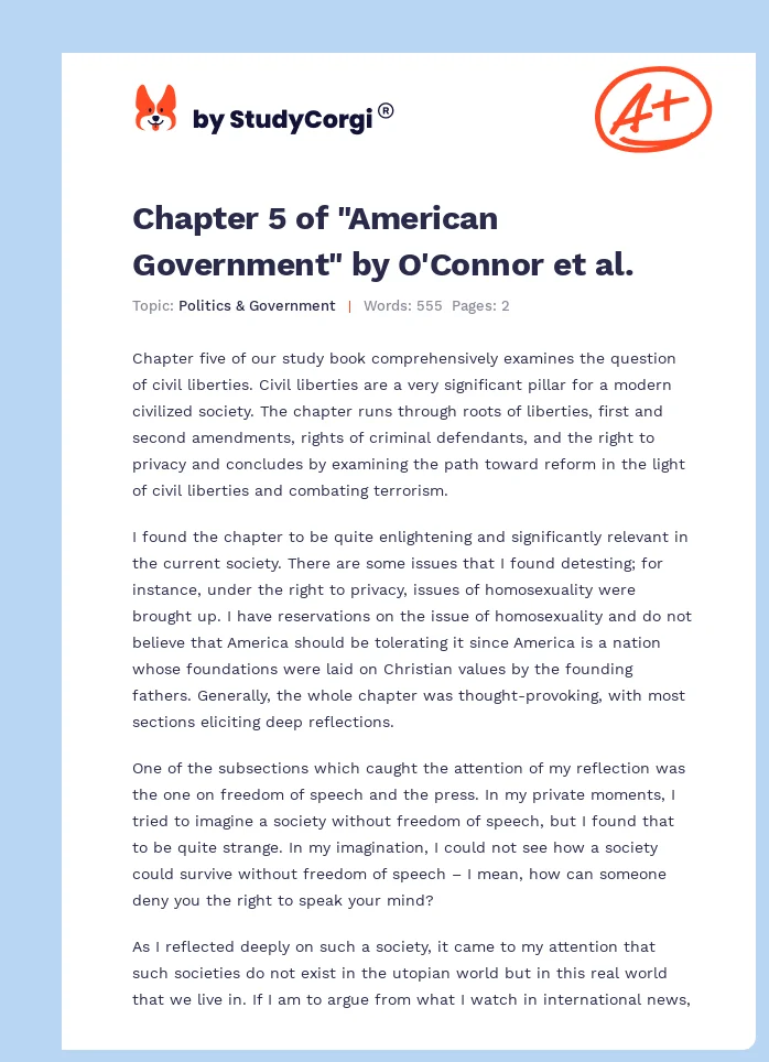 Chapter 5 of "American Government" by O'Connor et al.. Page 1