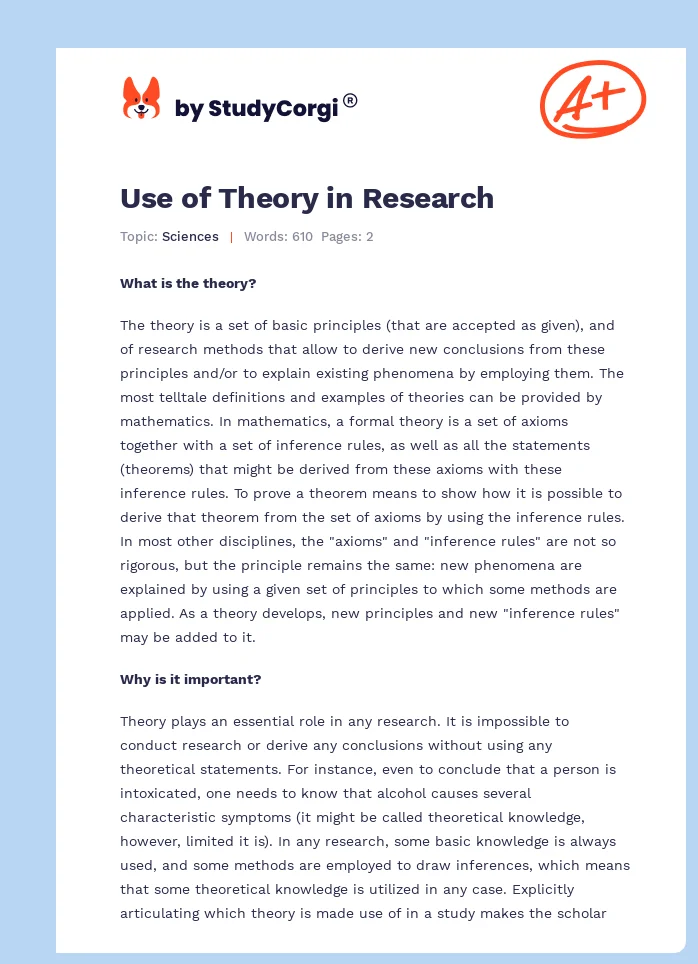 Use of Theory in Research. Page 1