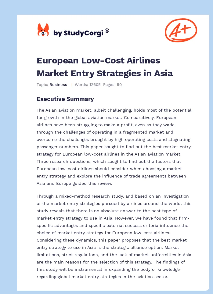 European Low-Cost Airlines Market Entry Strategies in Asia. Page 1