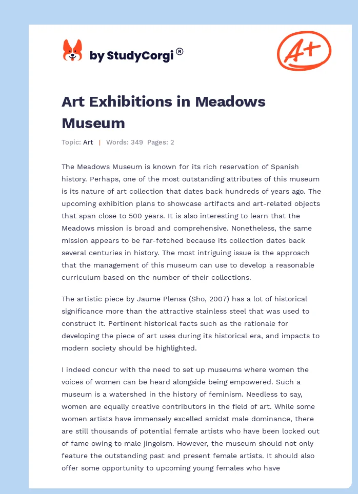Art Exhibitions in Meadows Museum. Page 1