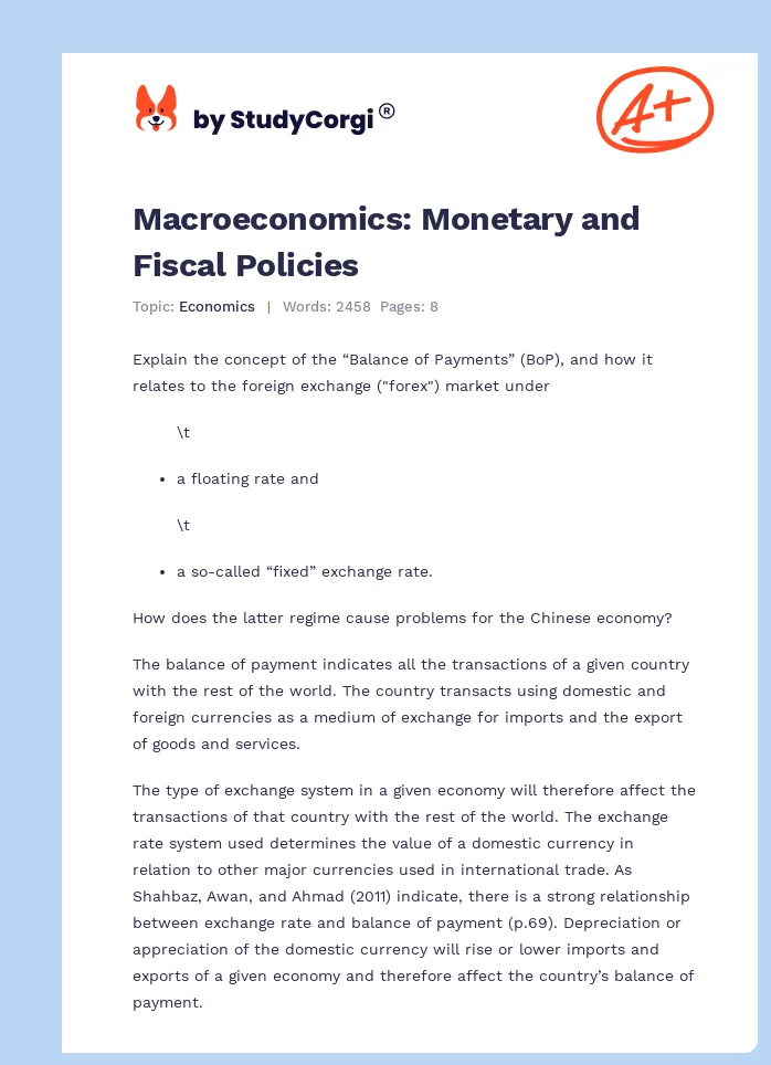 Macroeconomics: Monetary and Fiscal Policies. Page 1
