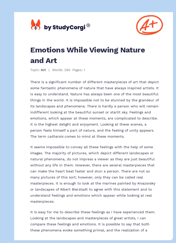 Emotions While Viewing Nature and Art. Page 1
