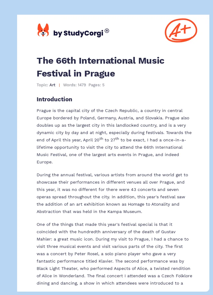 The 66th International Music Festival in Prague. Page 1