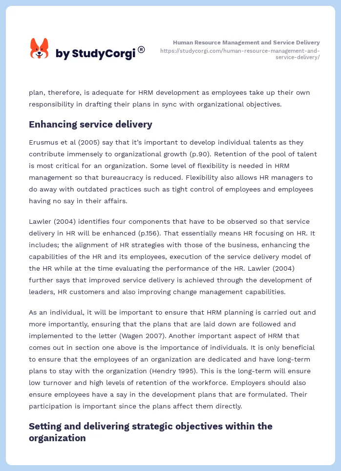Human Resource Management and Service Delivery. Page 2