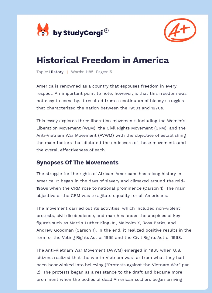 Historical Freedom in America. Page 1
