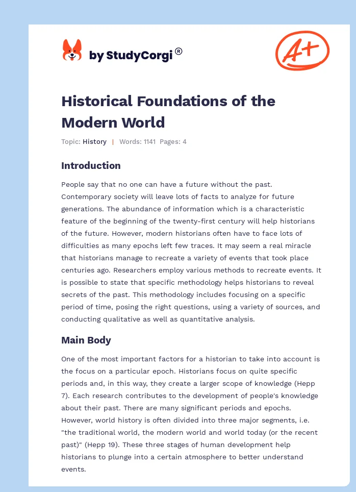 Historical Foundations of the Modern World. Page 1