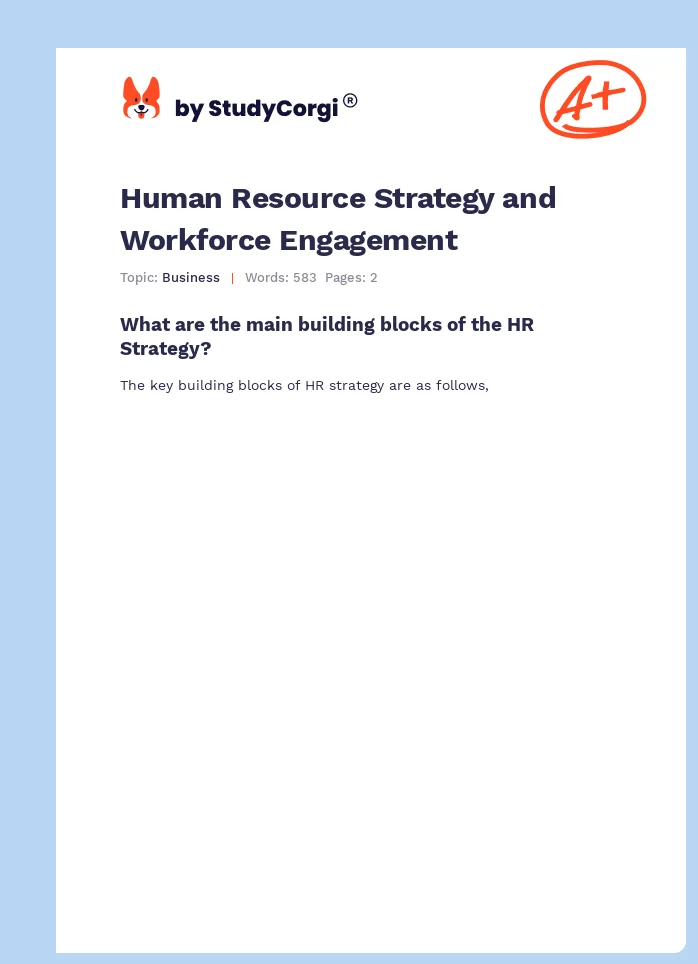 Human Resource Strategy and Workforce Engagement. Page 1