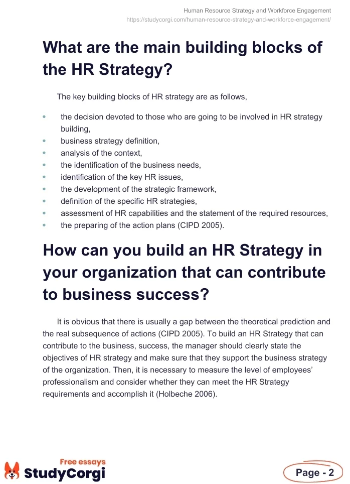 Human Resource Strategy and Workforce Engagement. Page 2