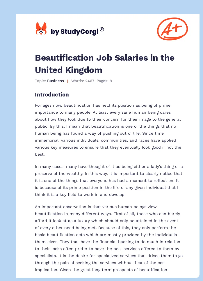 Beautification Job Salaries in the United Kingdom. Page 1