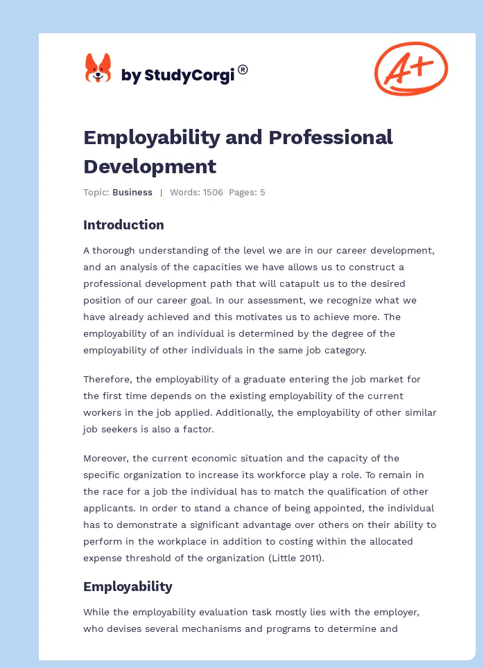 Employability and Professional Development. Page 1