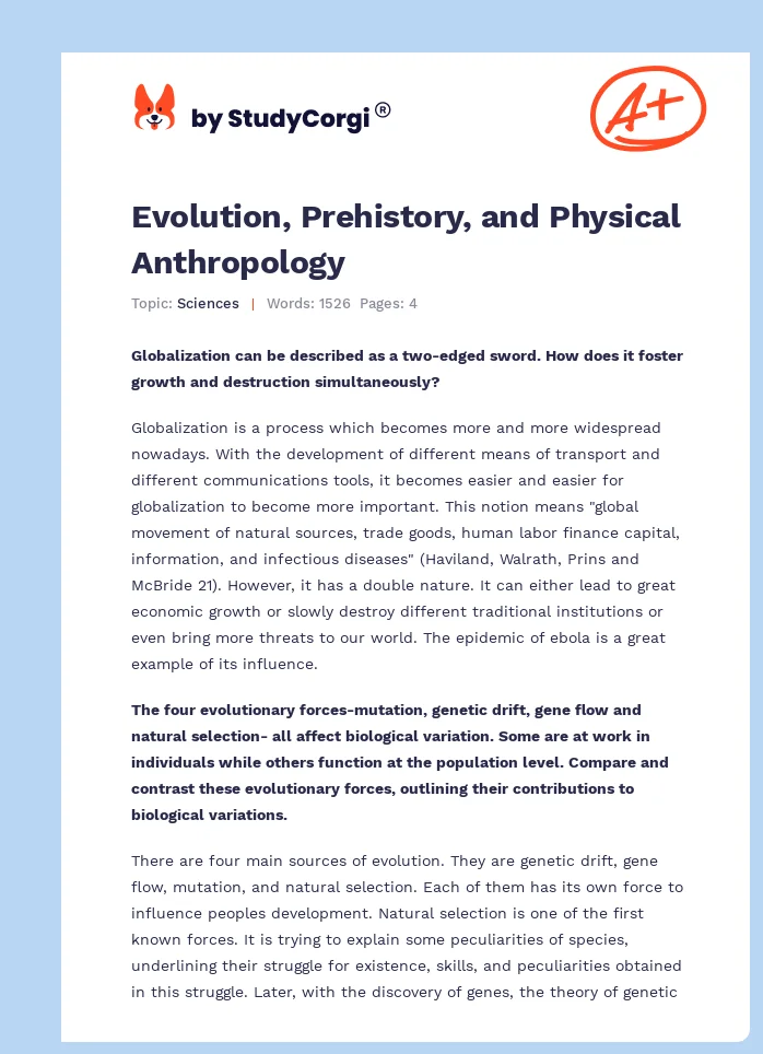 Evolution, Prehistory, and Physical Anthropology. Page 1